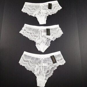 Frederick's Of Hollywood Caroline Lace Panty Bundle Size Medium White Silver